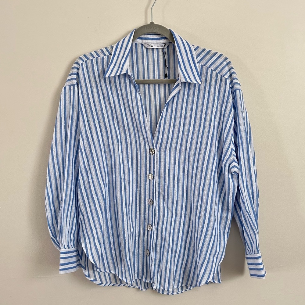 Zara Oversized Button Up Linen Shirt